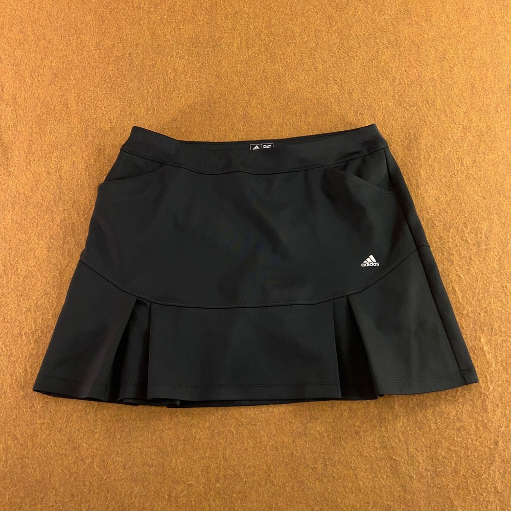 Adidas Womens Large Black Pleated Performance Athletic Golf Skort